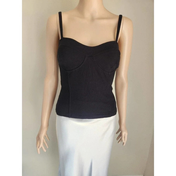 NWOT L'AGENCE Women's Corset Spaghetti Strap Tank Top Black Size S - Picture 1 of 10